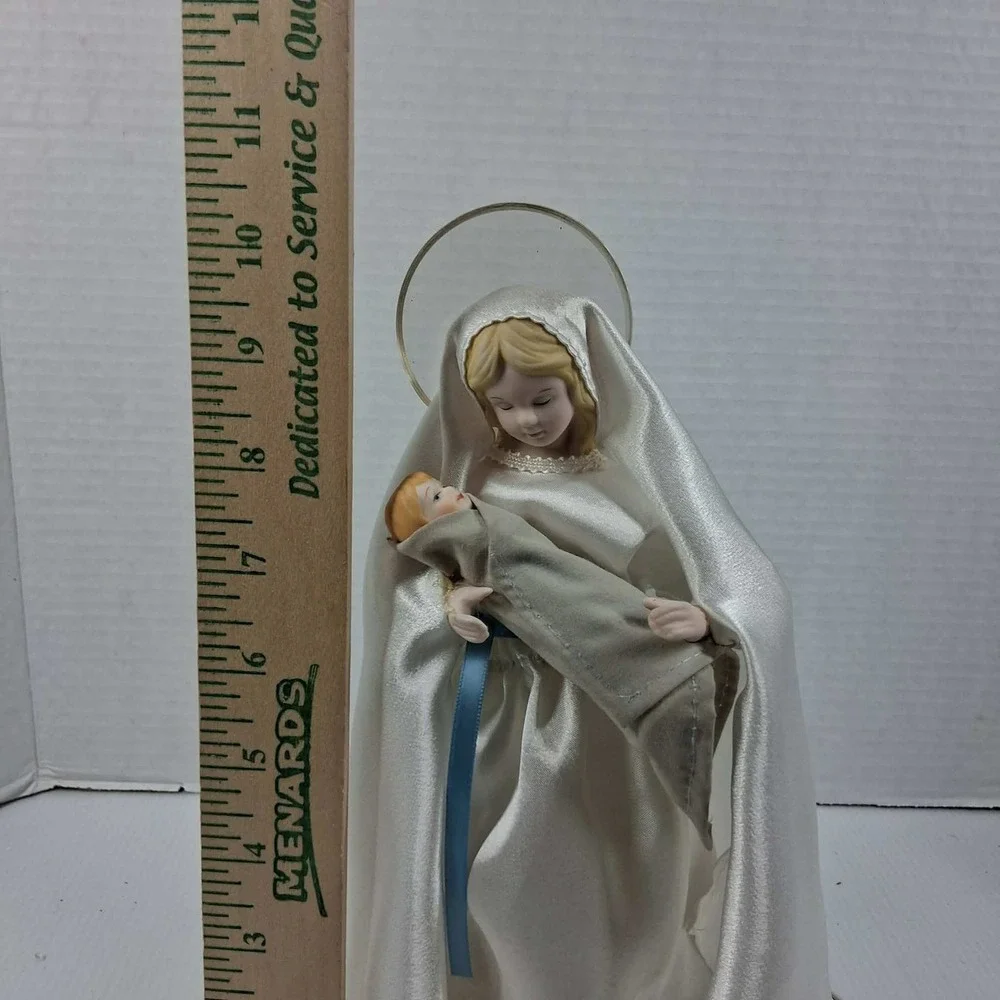 Vintage Porcelain Lighted Virgin Mary Baby Jesus Christmas Tree Topper 11.5in
